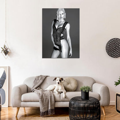 Miley Cyrus Sexy Pop Music Singer BW Wall Art Print Poster