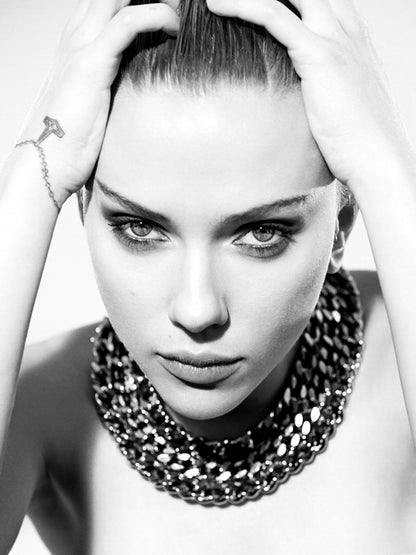 Scarlett Johansson Portrait Actress BW Wall Art Print Poster