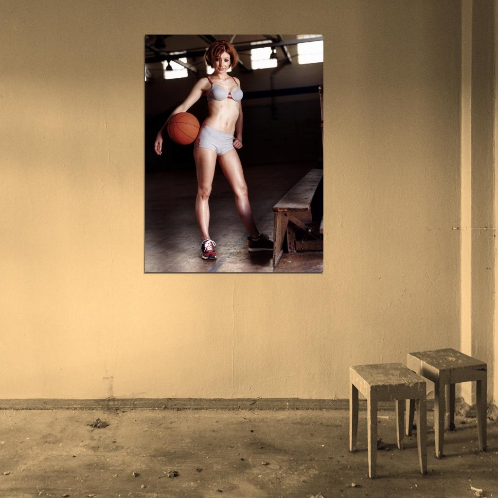 Alyson Hannigan Basketball Sexy Actress Wall Art Print Poster