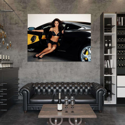 Brooke Burke Black Car Sexy Hot Boobs Actress Model Wall Art Print Poster
