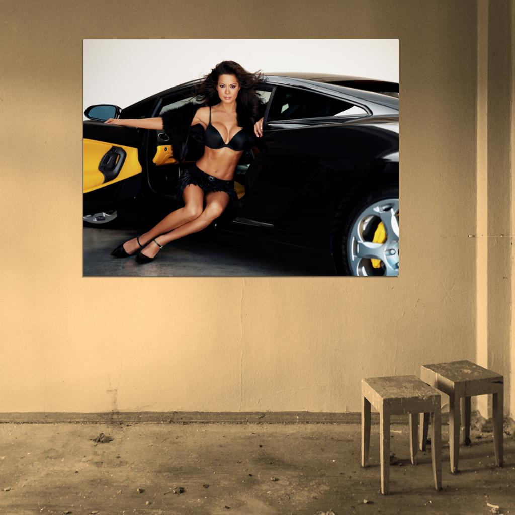 Brooke Burke Black Car Sexy Hot Boobs Actress Model Wall Art Print Poster