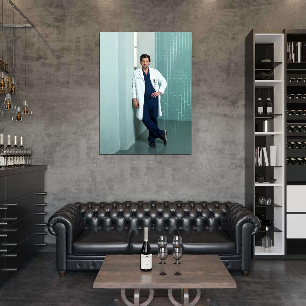 Grey's Anatomy Patrick Dempsey Derek Shepherd Tv Series Wall Art Print Poster