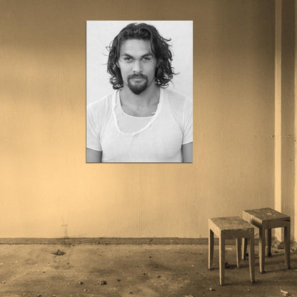 Jason Momoa Actor Portrait BW Wall Art Print Poster