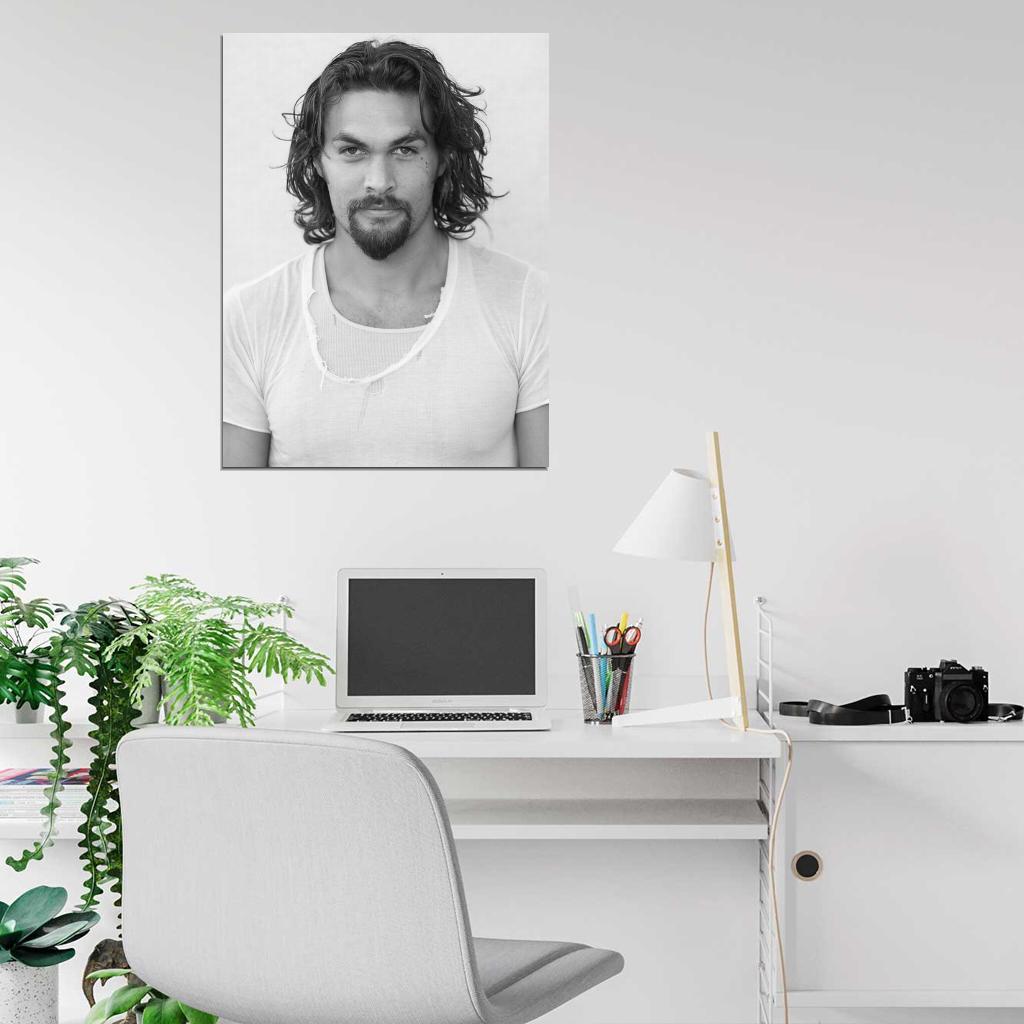 Jason Momoa Actor Portrait BW Wall Art Print Poster