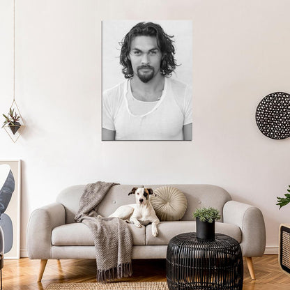 Jason Momoa Actor Portrait BW Wall Art Print Poster