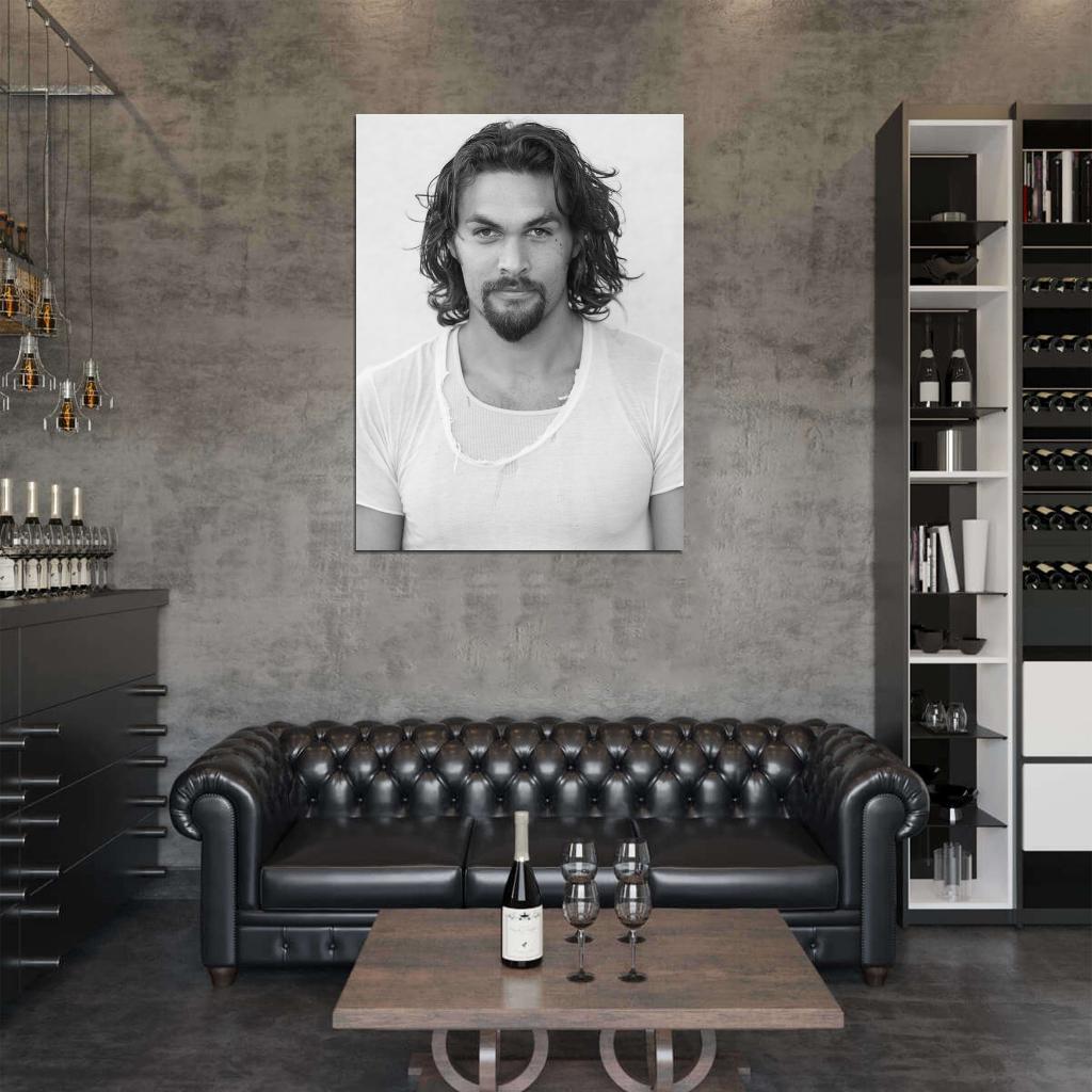 Jason Momoa Actor Portrait BW Wall Art Print Poster