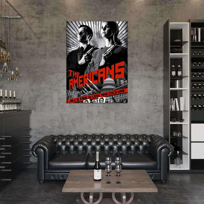 The Americans Tv Series BW Wall Art Print Poster