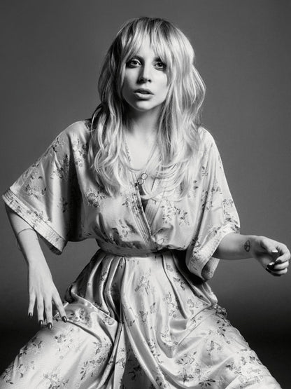 Lady Gaga Pop Singer Music BW Wall Art Print Poster