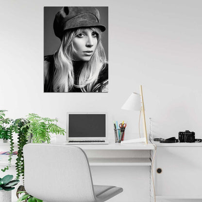 Lady Gaga Beautiful Portrait Pop Music Singer BW Wall Art Print Poster