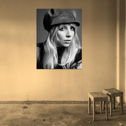 Lady Gaga Beautiful Portrait Pop Music Singer BW Wall Art Print Poster