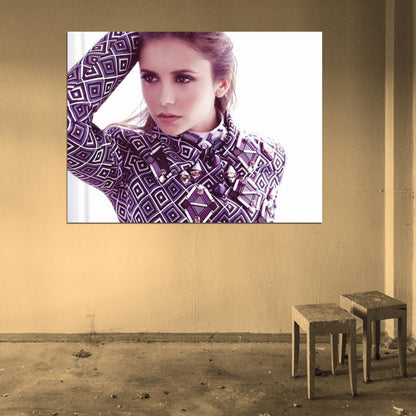 Nina Dobrev Portrait Actress Wall Art Print Poster