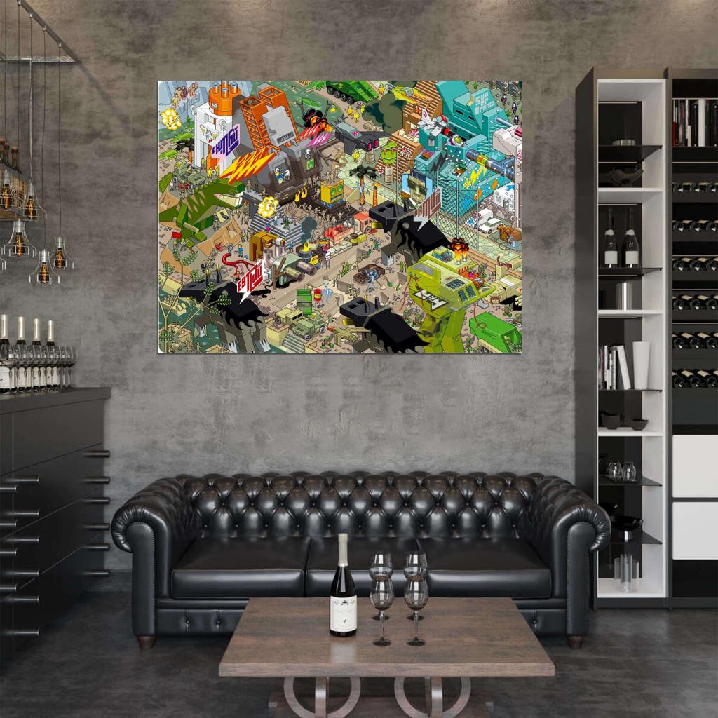 8-Bit Pixel Art Amazing City Characters Wall Art Print Poster