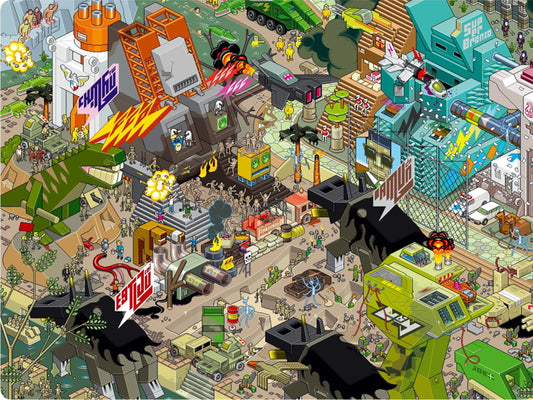 8-Bit Pixel Art Amazing City Characters Wall Art Print Poster