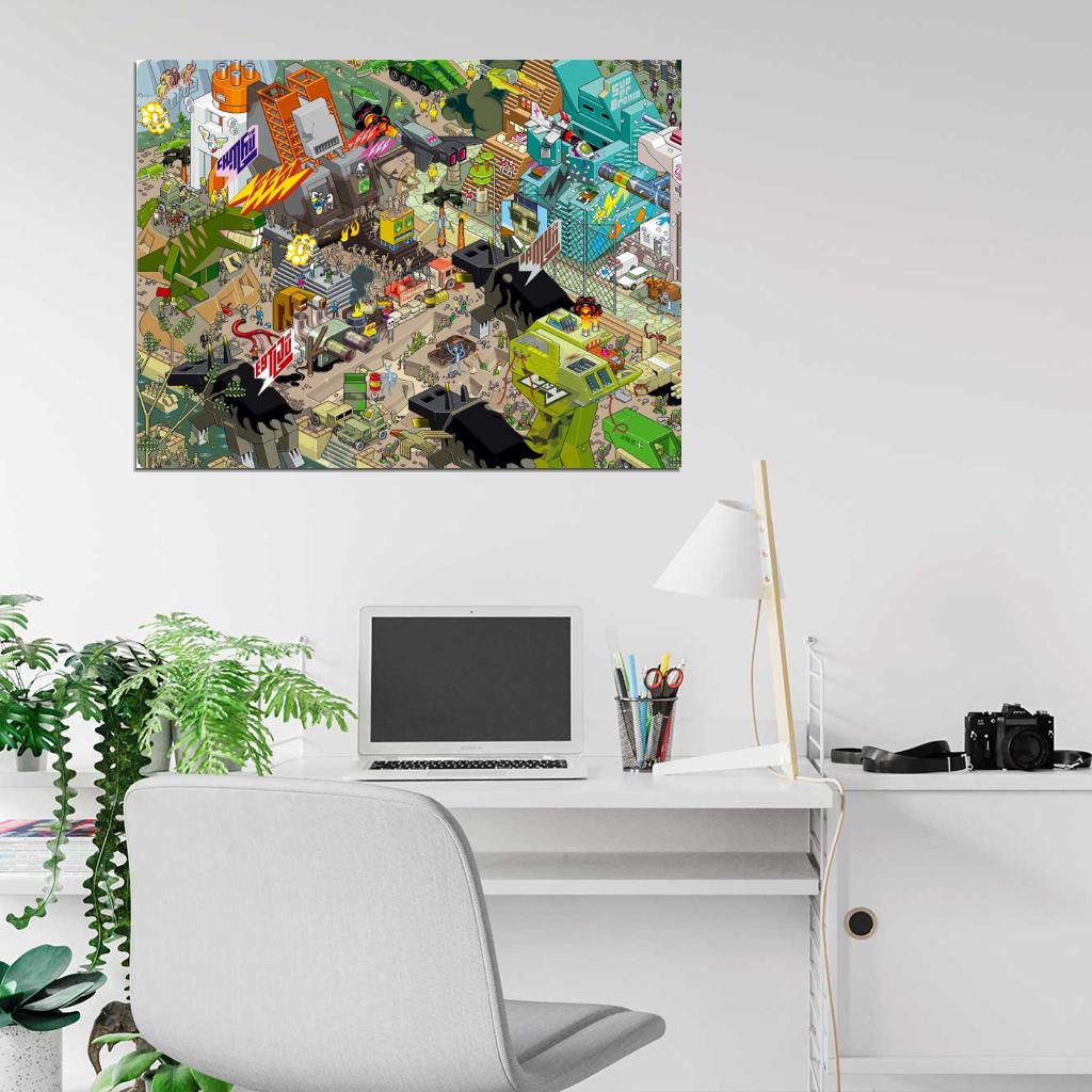 8-Bit Pixel Art Amazing City Characters Wall Art Print Poster