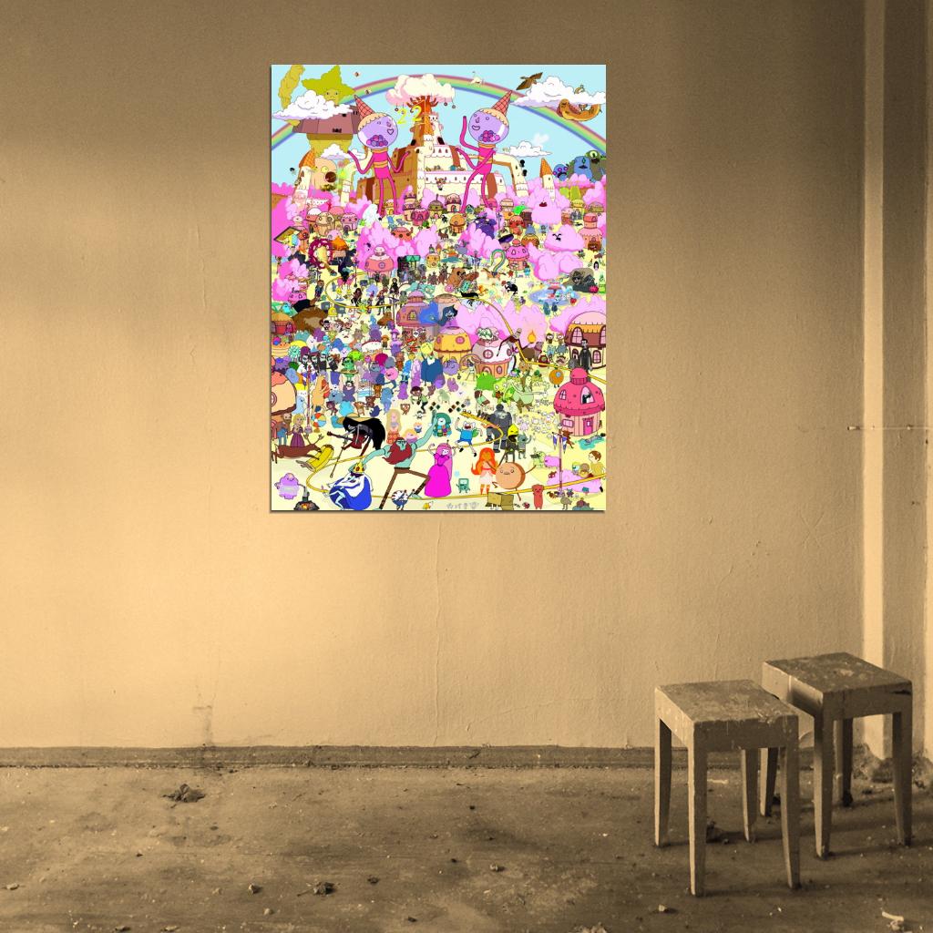 Adventure Time Cartoon All Characters Amazing Art Wall Art Print Poster