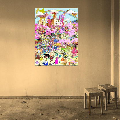 Adventure Time Cartoon All Characters Amazing Art Wall Art Print Poster