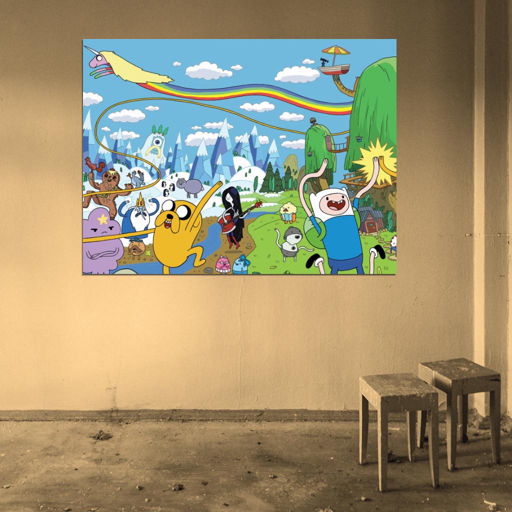 Adventure Time Cartoon All Characters Cool Art Wall Art Print Poster