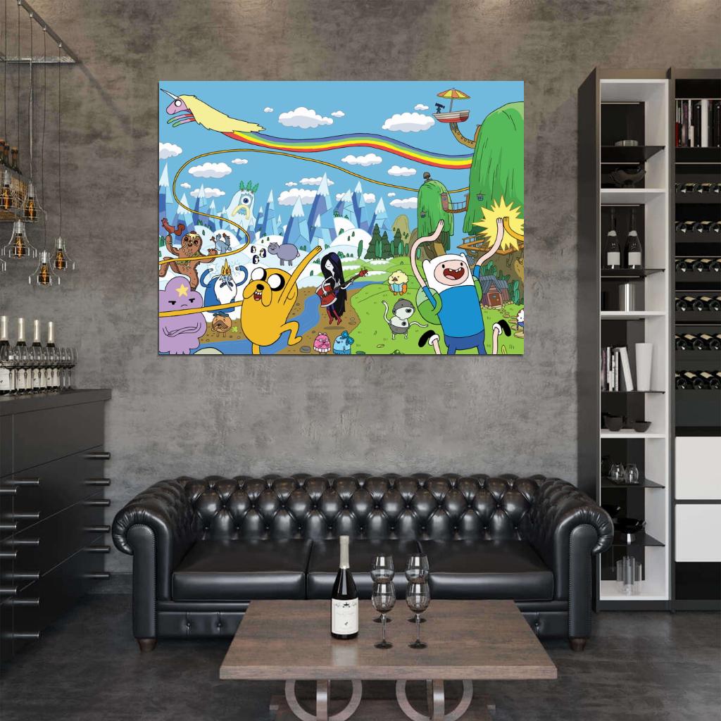 Adventure Time Cartoon All Characters Cool Art Wall Art Print Poster