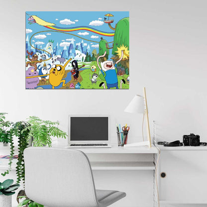 Adventure Time Cartoon All Characters Cool Art Wall Art Print Poster