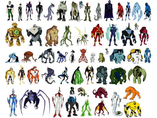 Ben 10 All Aliens Characters Cartoon TV Series Art Wall Art Print Poster