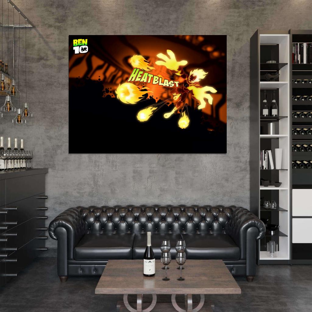 Ben 10 Heatblast Alien Cartoon TV Series Art Wall Art Print Poster