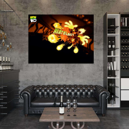 Ben 10 Heatblast Alien Cartoon TV Series Art Wall Art Print Poster