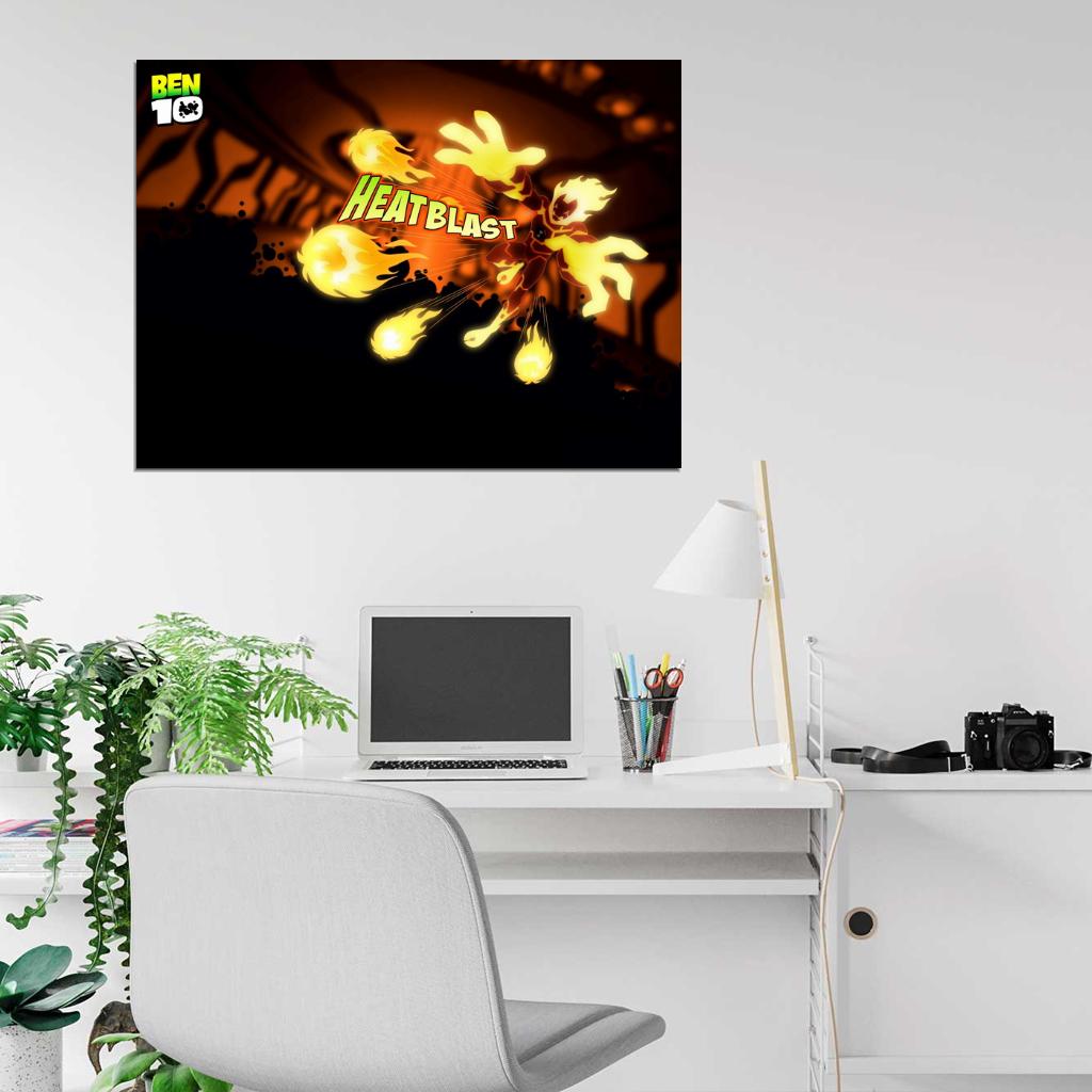 Ben 10 Heatblast Alien Cartoon TV Series Art Wall Art Print Poster