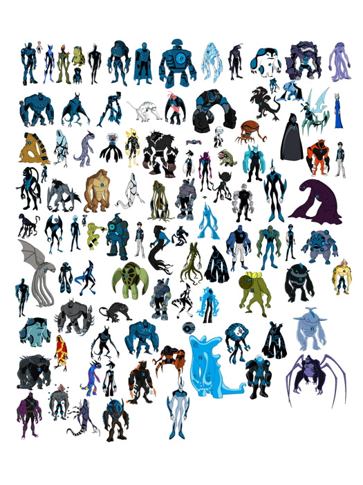 Ben 10 All Aliens Characters Cartoon TV Series Art Wall Art Print Poster