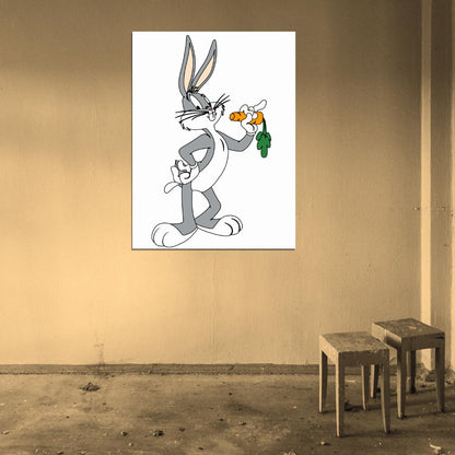 Bugs Bunny Looney Tunes Carrot Cool Cartoon Art Wall Art Print Poster