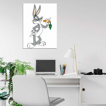 Bugs Bunny Looney Tunes Carrot Cool Cartoon Art Wall Art Print Poster