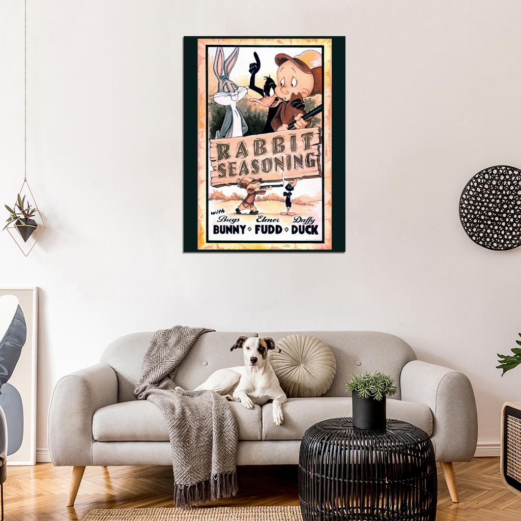 Bugs Bunny Elmer Fudd Daffy Duck Looney Tunes Cool Funny Painting Art Wall Art Print Poster