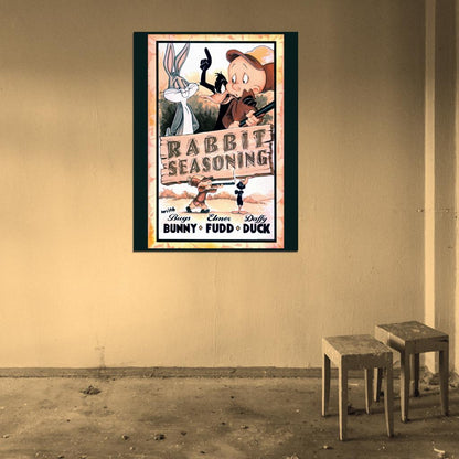 Bugs Bunny Elmer Fudd Daffy Duck Looney Tunes Cool Funny Painting Art Wall Art Print Poster