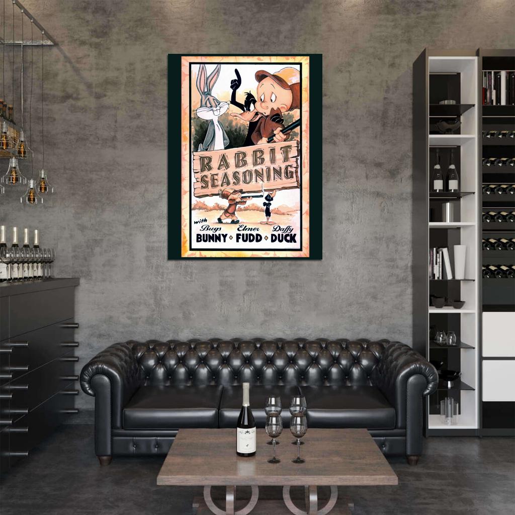 Bugs Bunny Elmer Fudd Daffy Duck Looney Tunes Cool Funny Painting Art Wall Art Print Poster