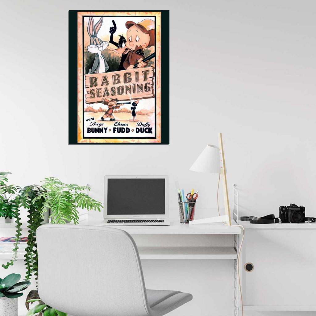 Bugs Bunny Elmer Fudd Daffy Duck Looney Tunes Cool Funny Painting Art Wall Art Print Poster