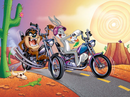 Tasmanian Devil Taz Bugs Bunny Looney Tunes Bikers Awesome Cool Funny Art Wall Art Print Poster