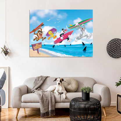 Tasmanian Devil Taz Bugs Bunny Tweety Bird Sylvester Pussycat Looney Tunes Cool Funny Art Wall Art Print Poster