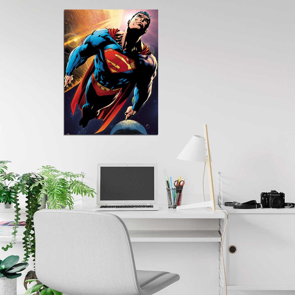 Superman Flight Space Awesome Art Wall Art Print Poster