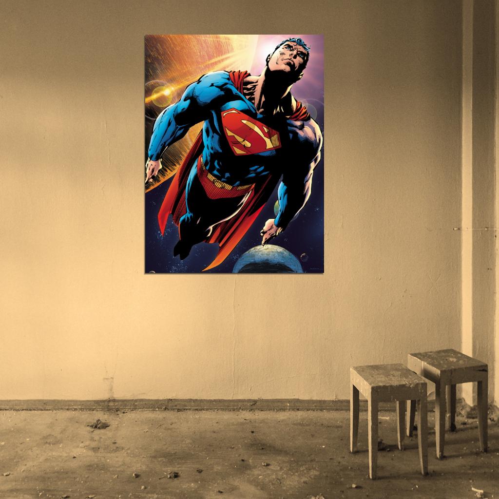 Superman Flight Space Awesome Art Wall Art Print Poster