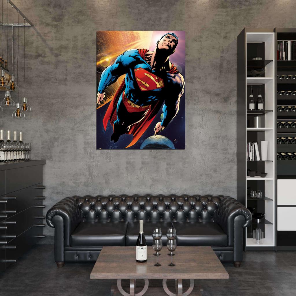 Superman Flight Space Awesome Art Wall Art Print Poster