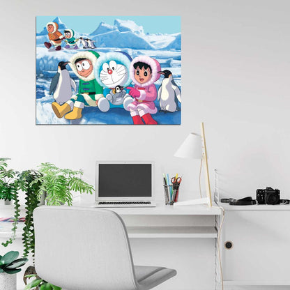 Doraemon Anime Pinguins Beautiful Art Kids Wall Art Print Poster