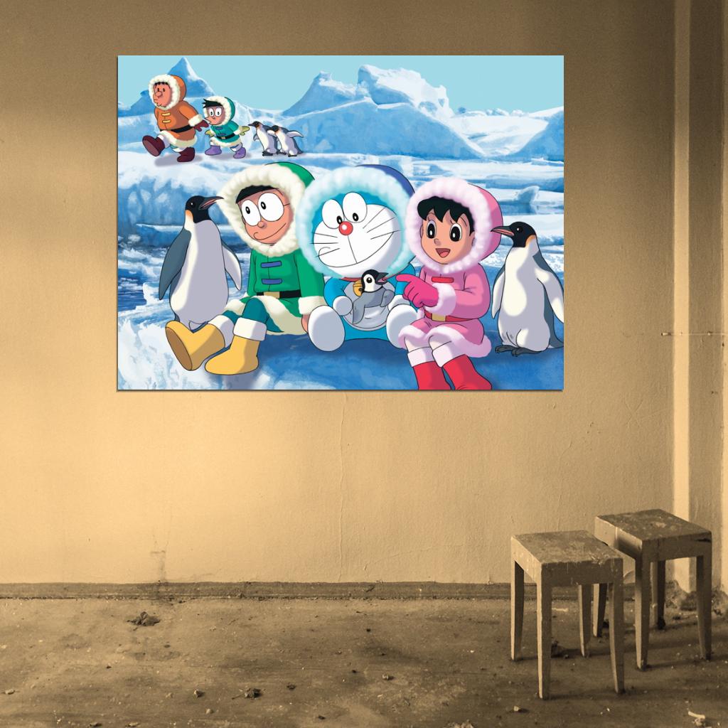 Doraemon Anime Pinguins Beautiful Art Kids Wall Art Print Poster