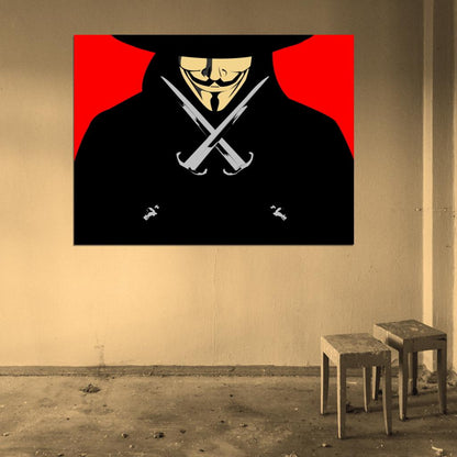 Guy Fawkes Mask V for Vendetta Anonymous Art Wall Art Print Poster