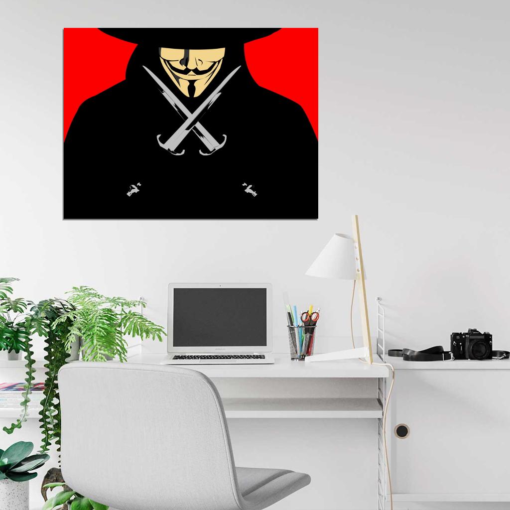 Guy Fawkes Mask V for Vendetta Anonymous Art Wall Art Print Poster