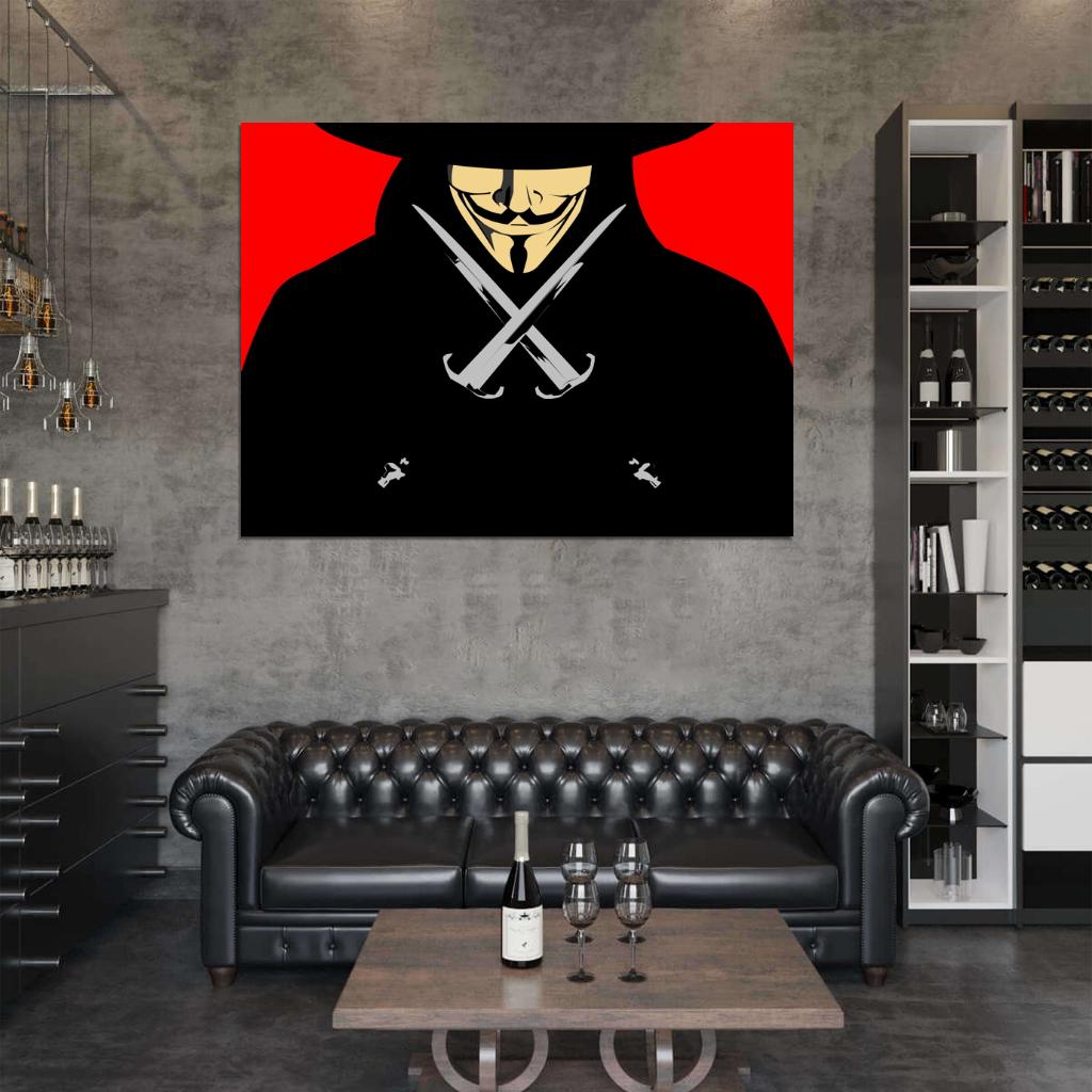 Guy Fawkes Mask V for Vendetta Anonymous Art Wall Art Print Poster
