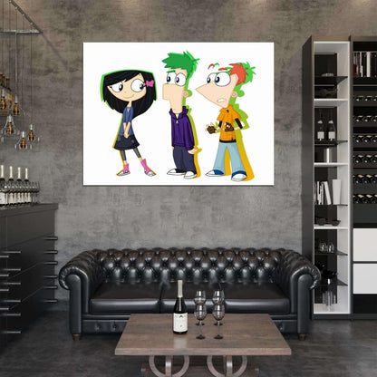Phineas and Ferb Characters Cool Cartoon Art Wall Art Print Poster