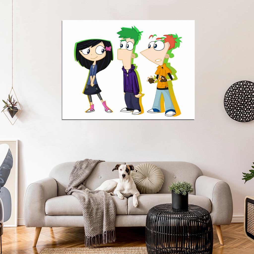 Phineas and Ferb Characters Cool Cartoon Art Wall Art Print Poster