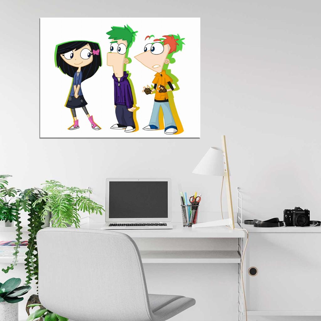 Phineas and Ferb Characters Cool Cartoon Art Wall Art Print Poster
