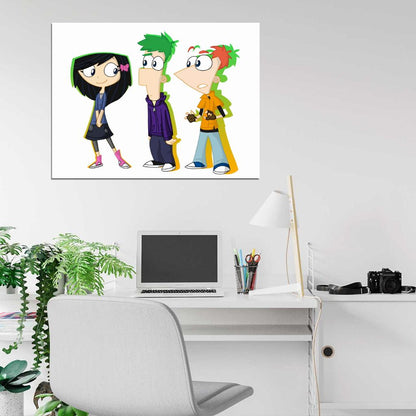 Phineas and Ferb Characters Cool Cartoon Art Wall Art Print Poster