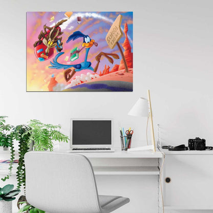 Wile E. Coyote The Road Runner ACME Rocket Looney Tunes Cool Amazing Funny Art Wall Art Print Poster