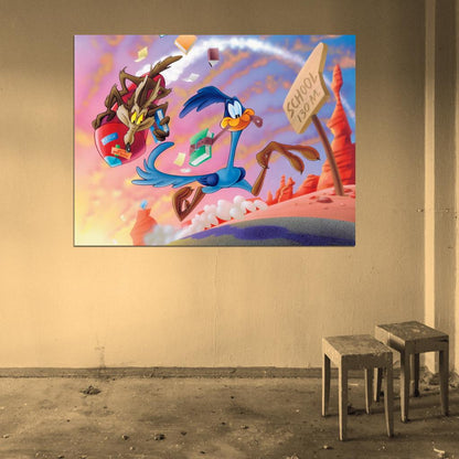 Wile E. Coyote The Road Runner ACME Rocket Looney Tunes Cool Amazing Funny Art Wall Art Print Poster